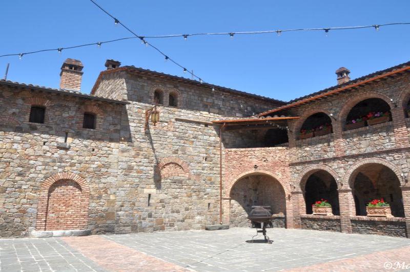 Castello Di Amorosa: каменный двор с арками и кирпичными печами